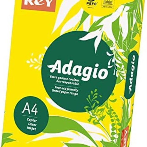 Papier A4 Couleur Fluo Jaune REY ADAGIO