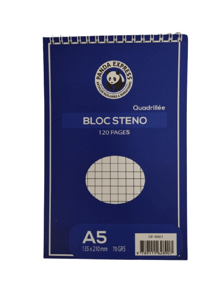 Bloc Note A5 Spirale Quadrillée PANDA EXPRESS