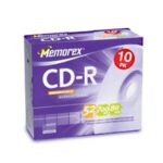 Boite de 10 CD-R 700MB MEMOREX  52X avec Pochette