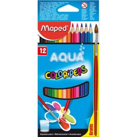 2019-large_default-1.jpg 12 Crayons de Couleur Aquarelles Color Peps Maped + 1 pinceau gratuit – Image 1