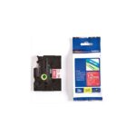 Rouleau ruban TZ laminé Brother 12mm Blanc sur fond rouge