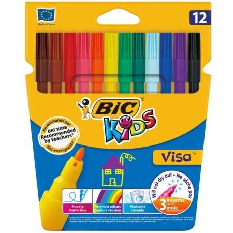 5333-large_default-1.jpg Pochette 12 feutres Bic Kids Visa pointe fine – Image 1