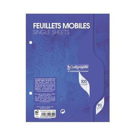786-large_default-1.jpg Feuilles simples Calligraphe - 17x22 - Blanches - 100p - Séyès - 90g - Perforées – Image 1
