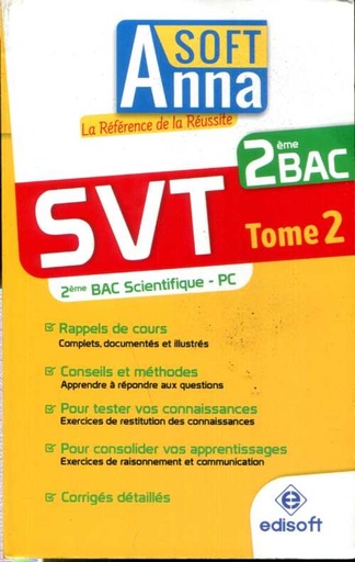 Anna20soft20SVT202C3A8me20Bac20Sc20physiqueTome202.jpg Anna soft SVT 2ème Bac Sc physiqueTome 2 – Image 1