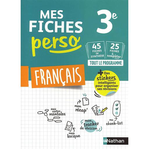 Mes20Fiches20perso20FranC3A7ais203e.jpg Mes Fiches perso Français 3e – Image 1