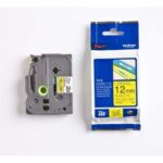 Rouleau ruban TZ laminé Brother 12mm Noir sur fond jaune